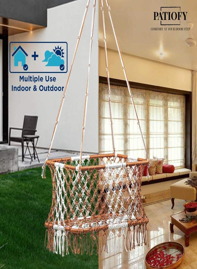 Patiofy Baby Cradle| Hanging Swing Cradle | Palna | Portable | for New Born Kids Age Group 0-2 Years Weight Capacity Up to 10 Kg (White Brown) - Image 3